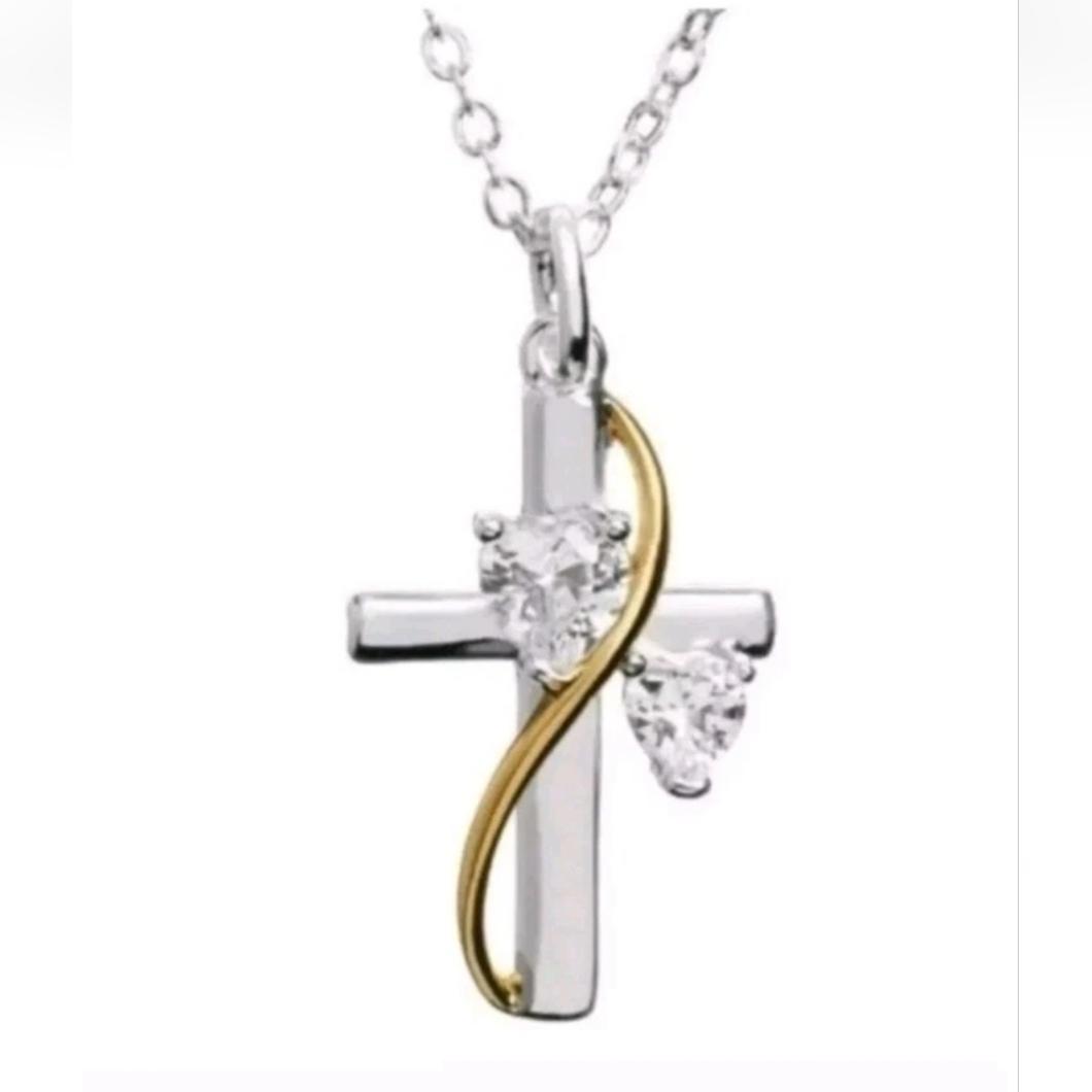 Silver Expressions By La Rocks Gold & Silver Cross Pendant Engraved Gift Easter
